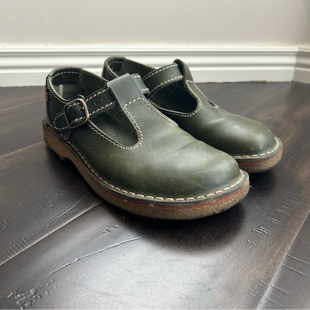 Duckfeet Lolland Mary Jane shoes green leather size 10, EU size 41